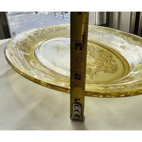Federal Depression Glass Amber Sharon Cabbage Rose Serving Yellow Platter Plate - Picture 7 of 14